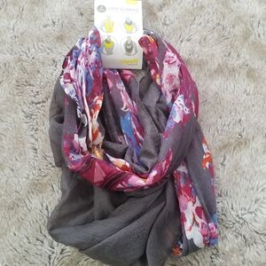 Capelli New York Pack Gray and Floral Loop Infinity Scarves Two Pack